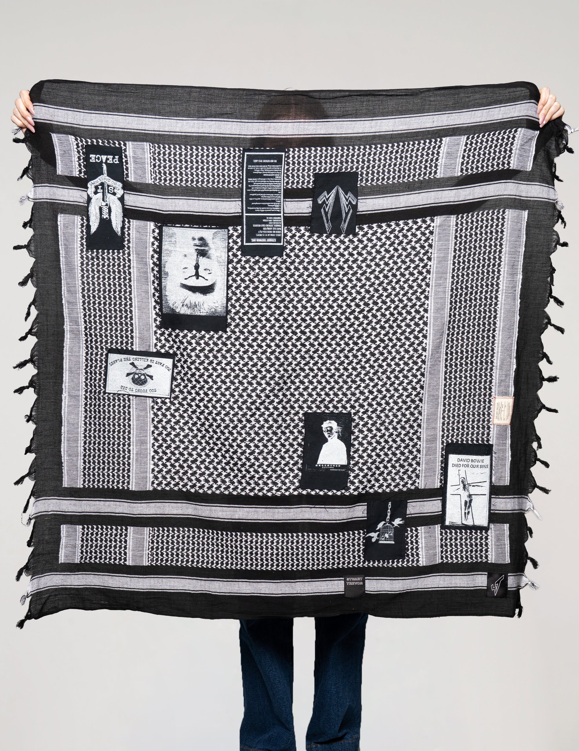 The Riot Patched Scarf in Black & White