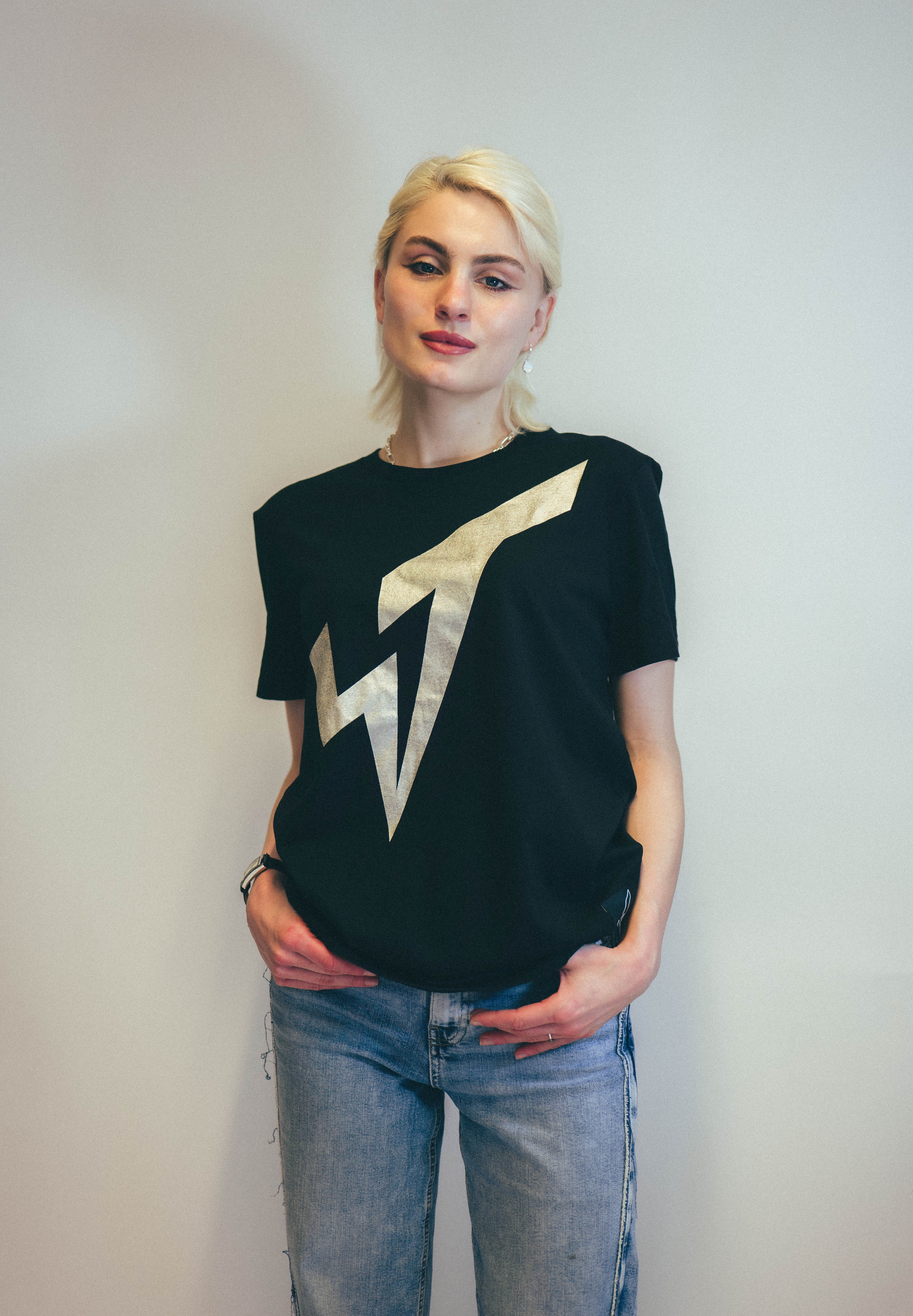 Silver ST Logo T-Shirt in Black