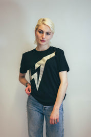 Silver ST Logo T-Shirt in Black