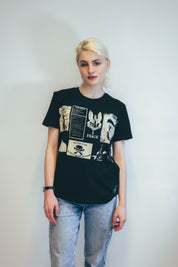 T-Shirt with Printed Patches in Black