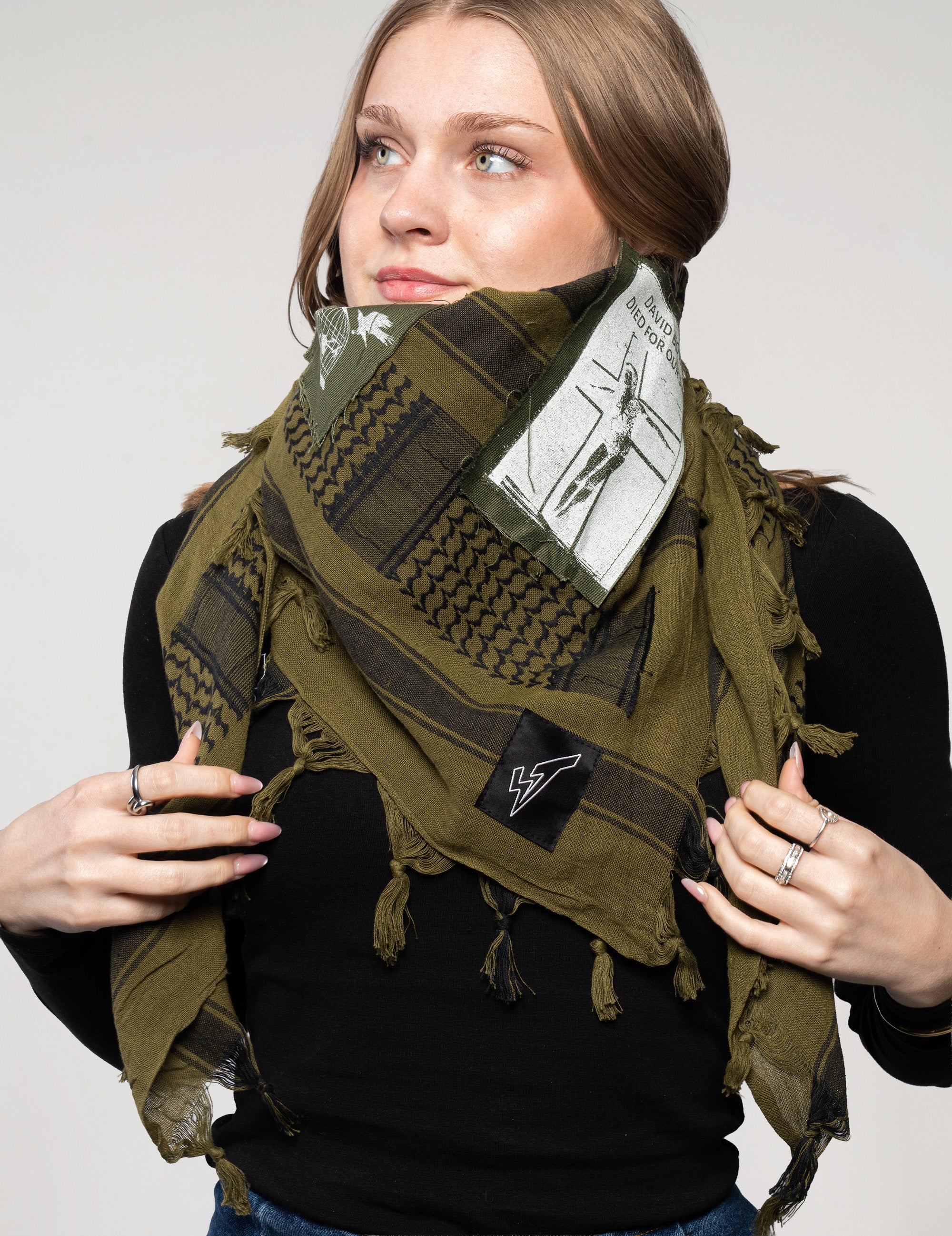 The Riot Green Patched Scarf
