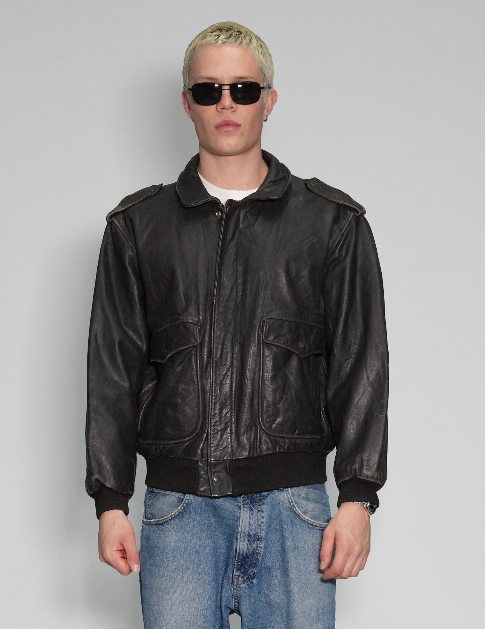 Men's Vintage Leather Bomber Jacket| Stuart Trevor