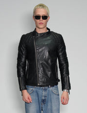 Men's Vintage Leather Biker Jacket with David Bowie Print | Stuart Trevor