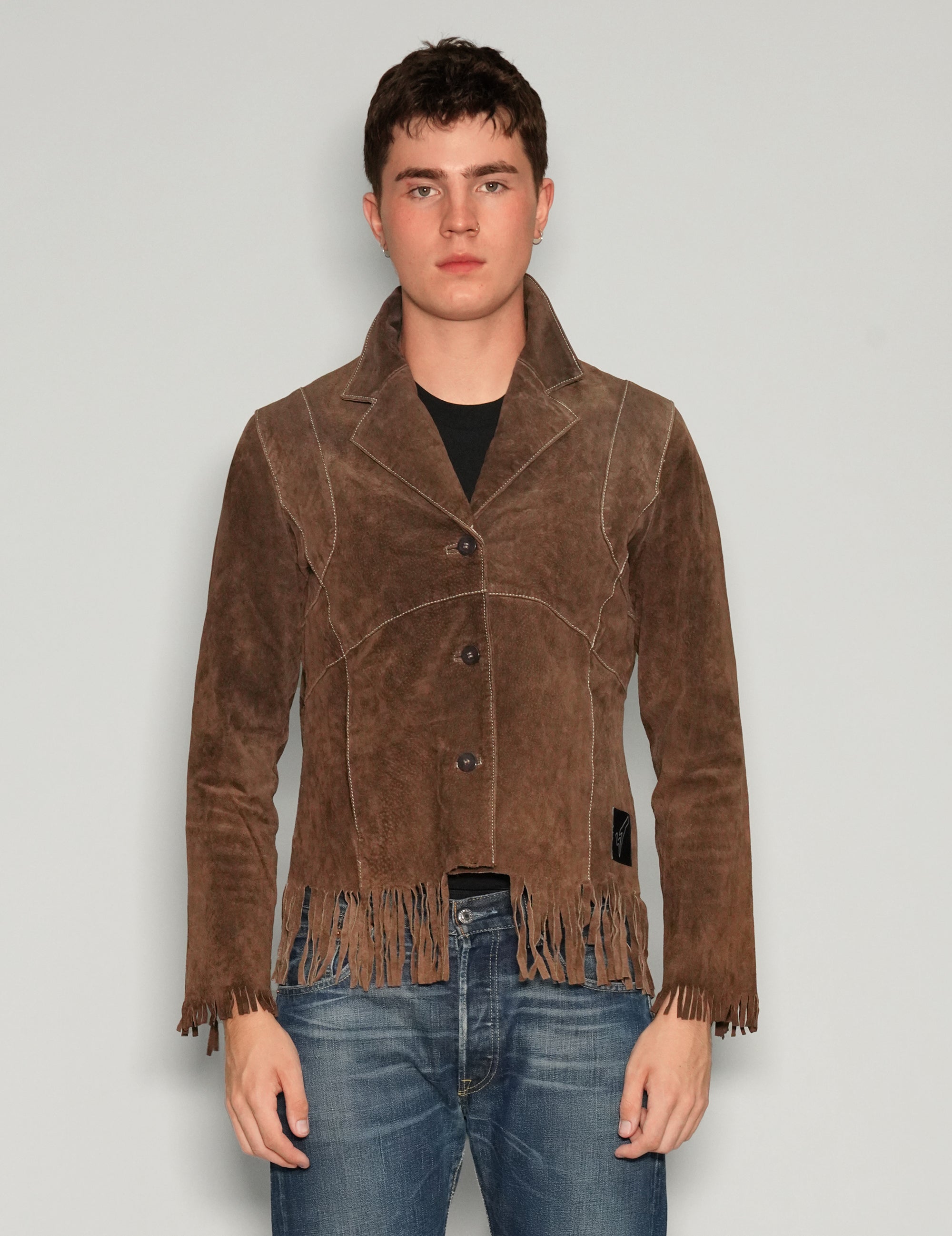 Dark Suede Tassel Cowboy Jacket