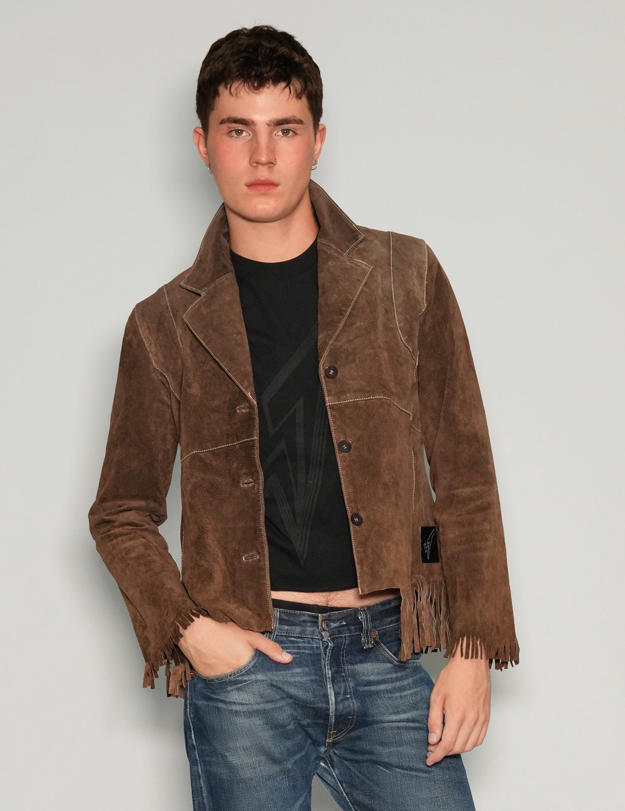 Dark Suede Tassel Cowboy Jacket