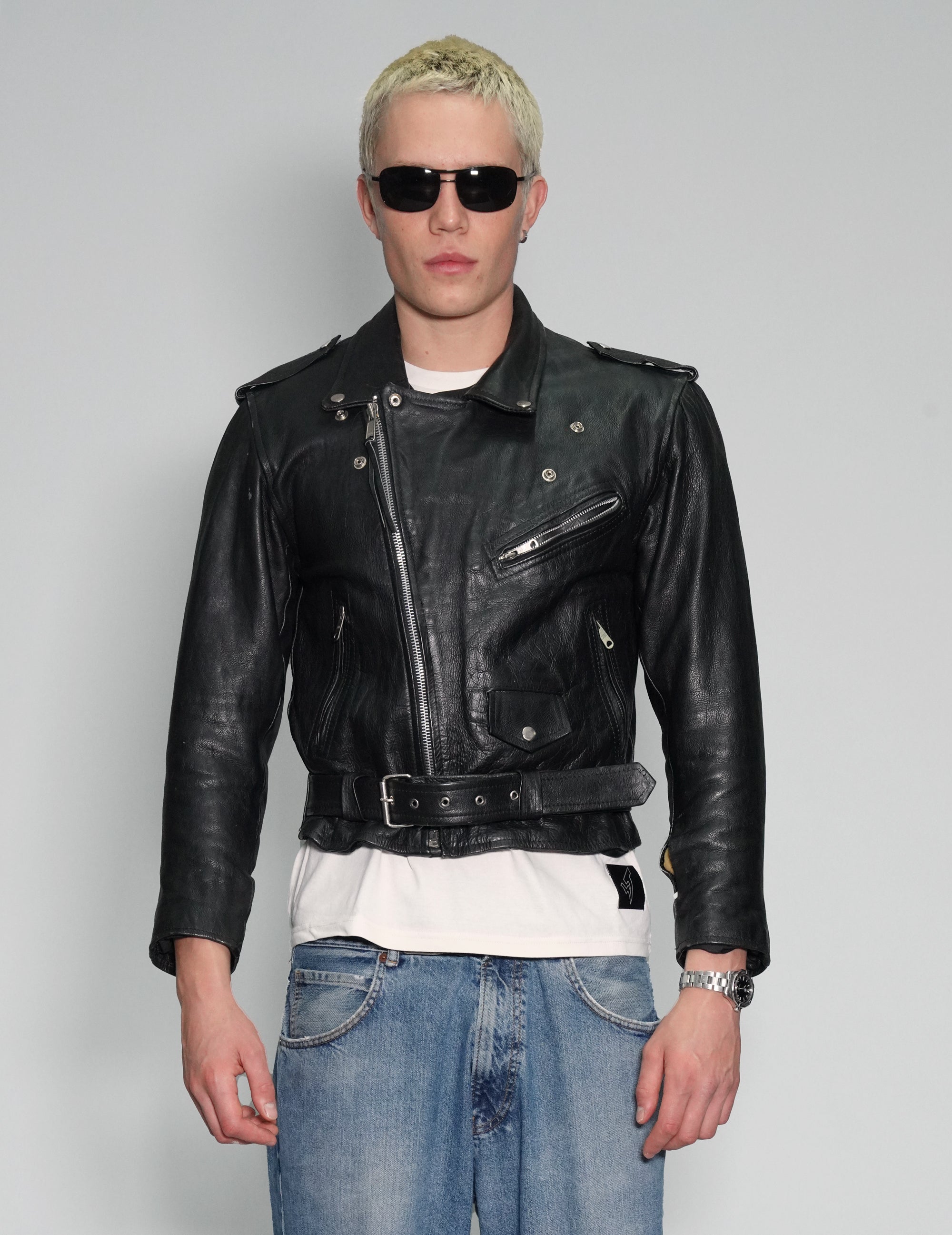 Men's Vintage Leather Biker Jacket | Stuart Trevor