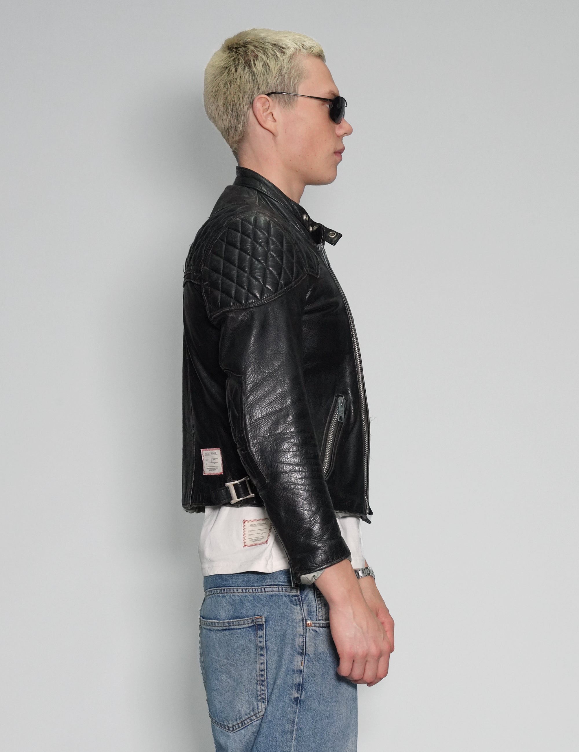 Padded Leather Biker Jacket