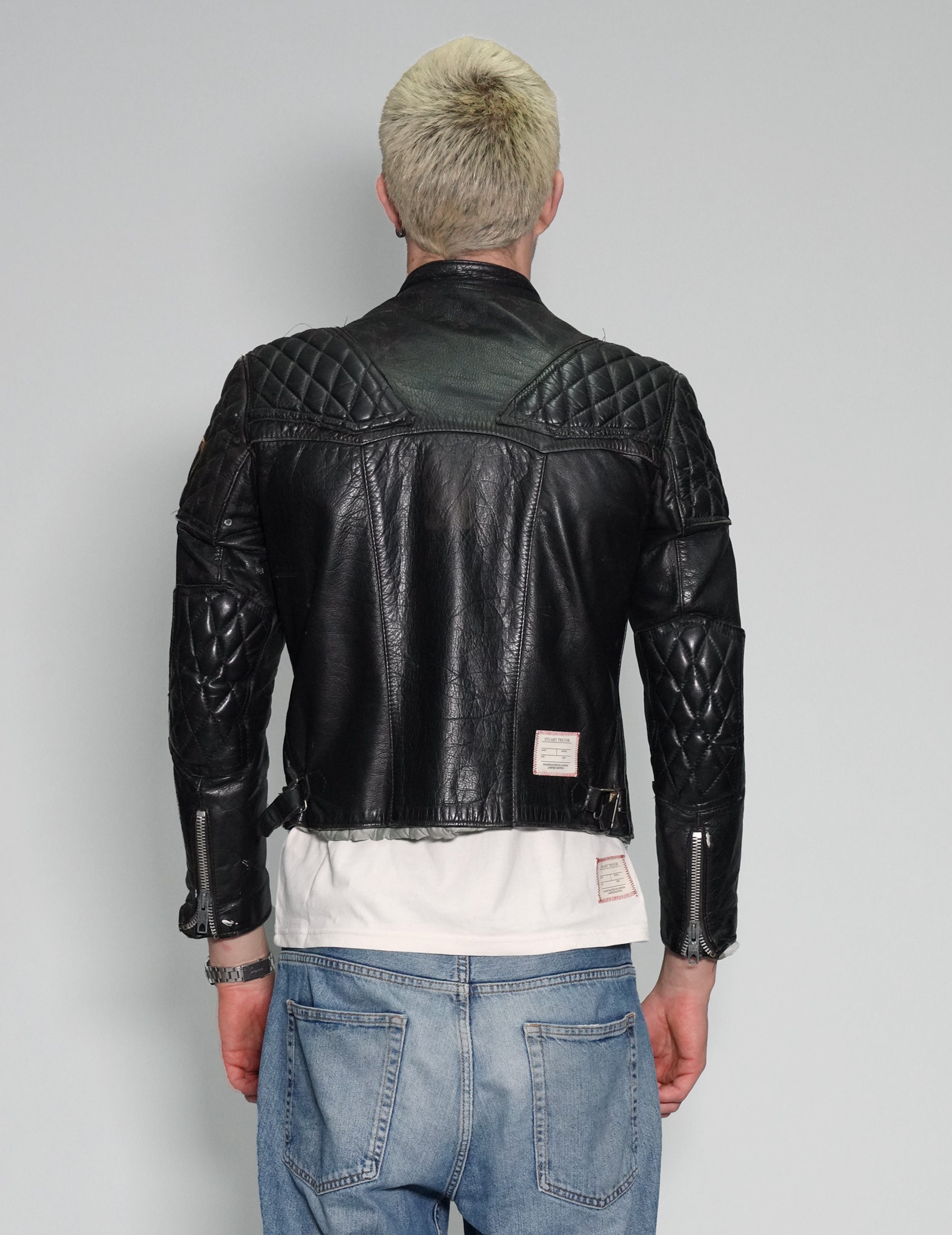 Padded Leather Biker Jacket