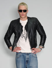 Padded Leather Biker Jacket