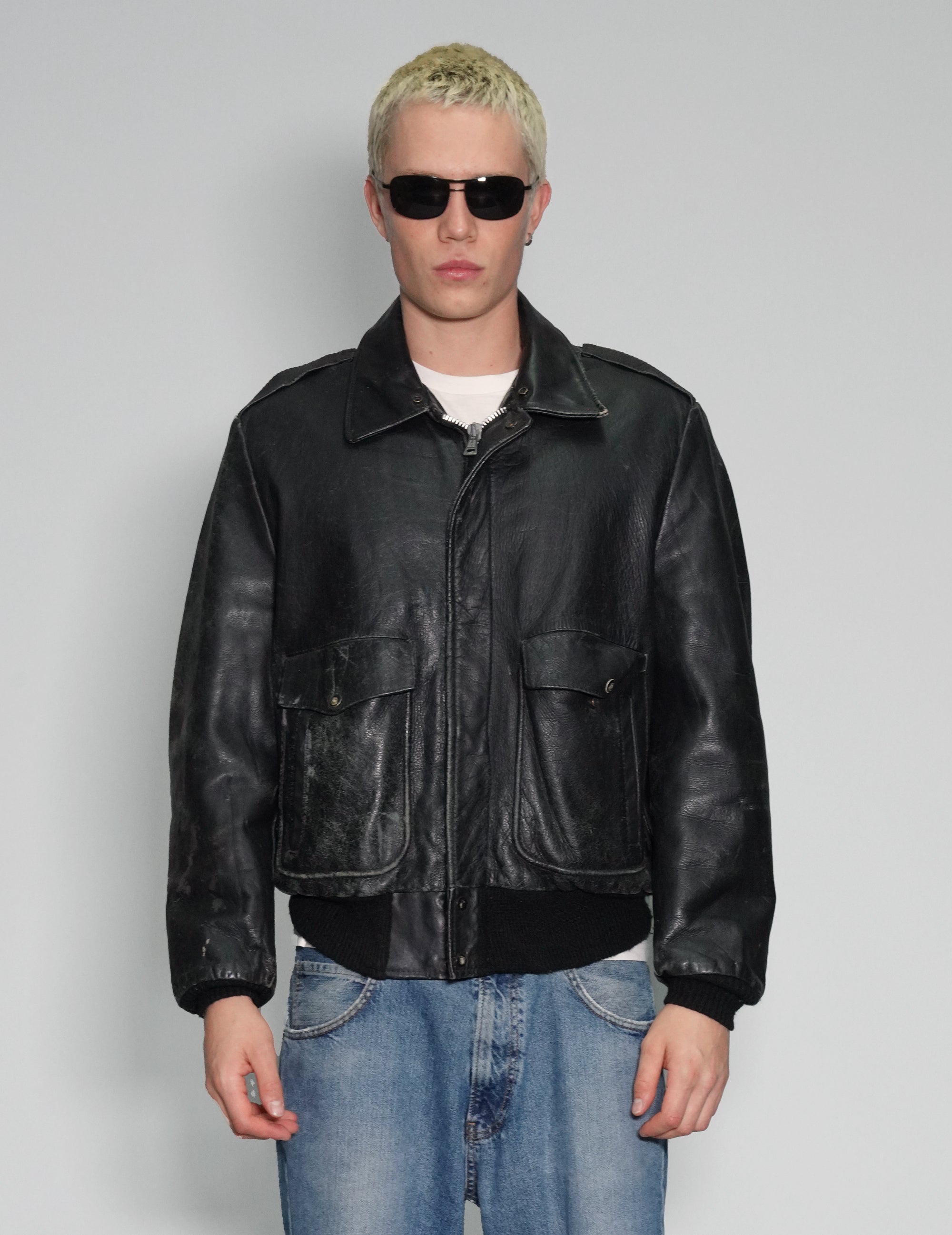Pilots Leather Bomber Jacket