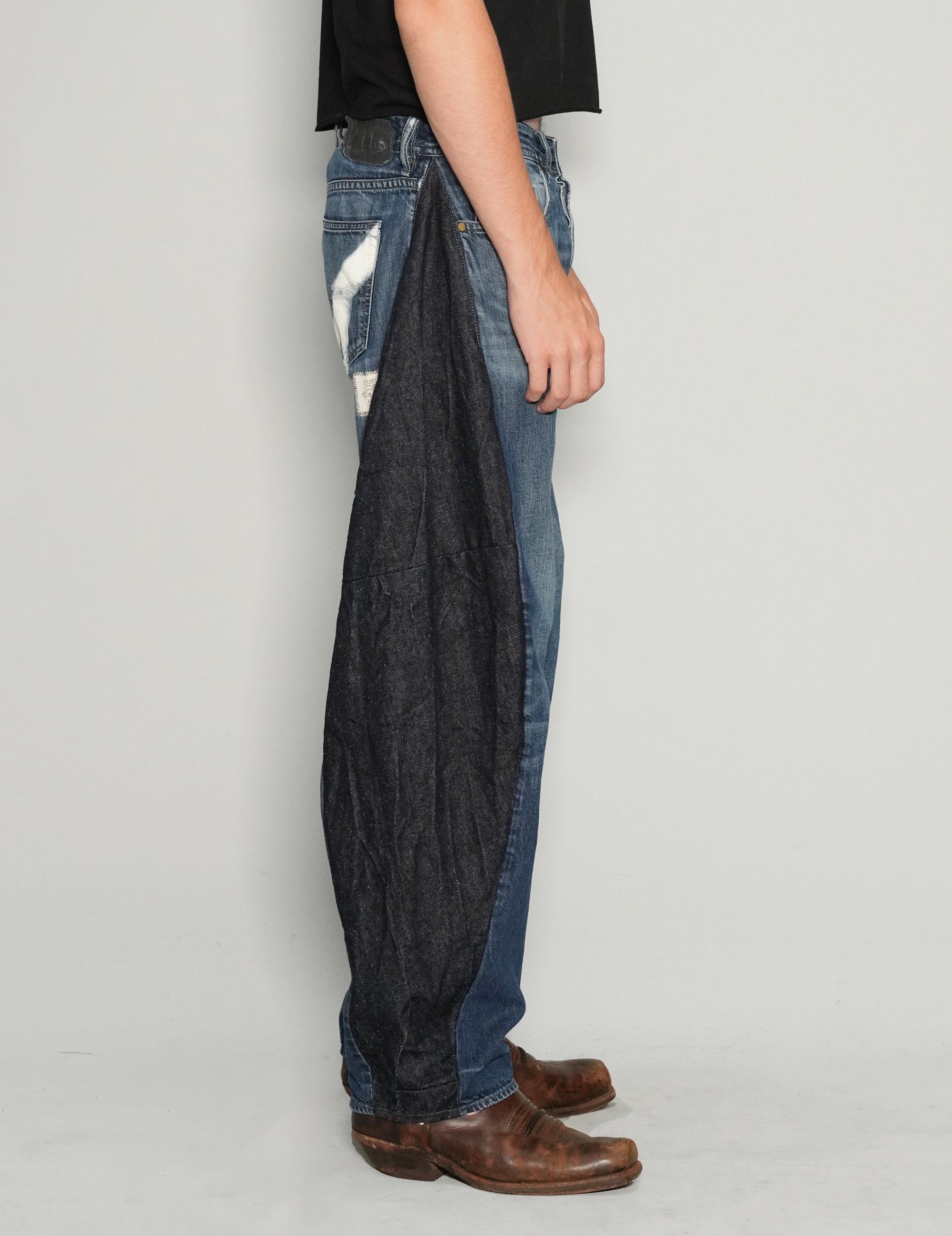 Men's Vintage Diesel Barrel Jeans in Blue with Side Panel | Stuart Trevor