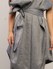 The Pirate Dress – Indigo Blue/Grey Linen Chambray twill