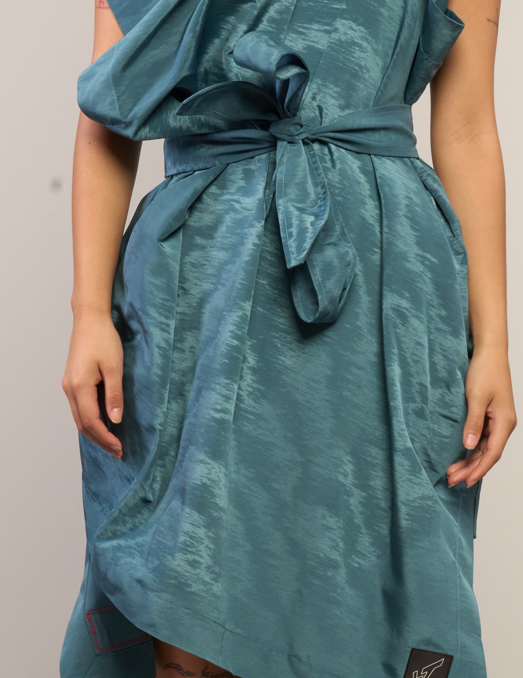 The Pirate Dress – Teal Watermark Taffeta - dead stock 60s “Granny Takes a Trip” fabric