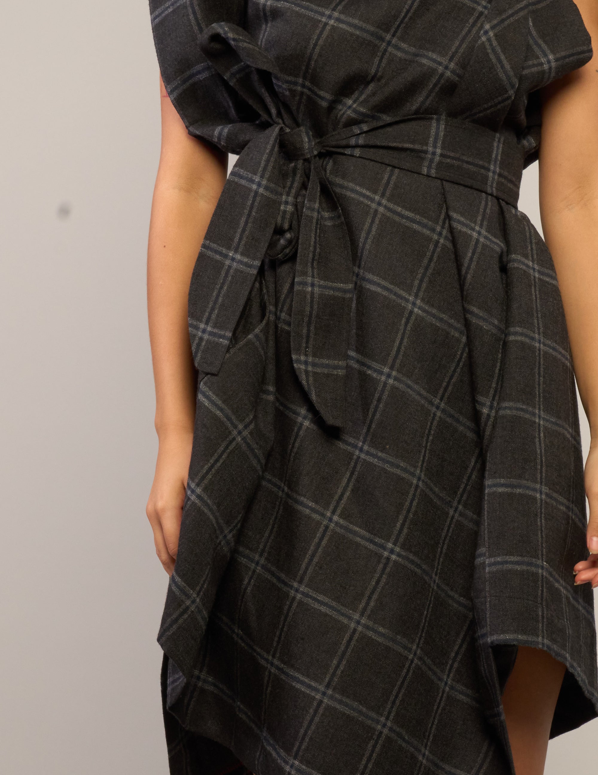 The Pirate Dress – Charcoal Windowpane Check