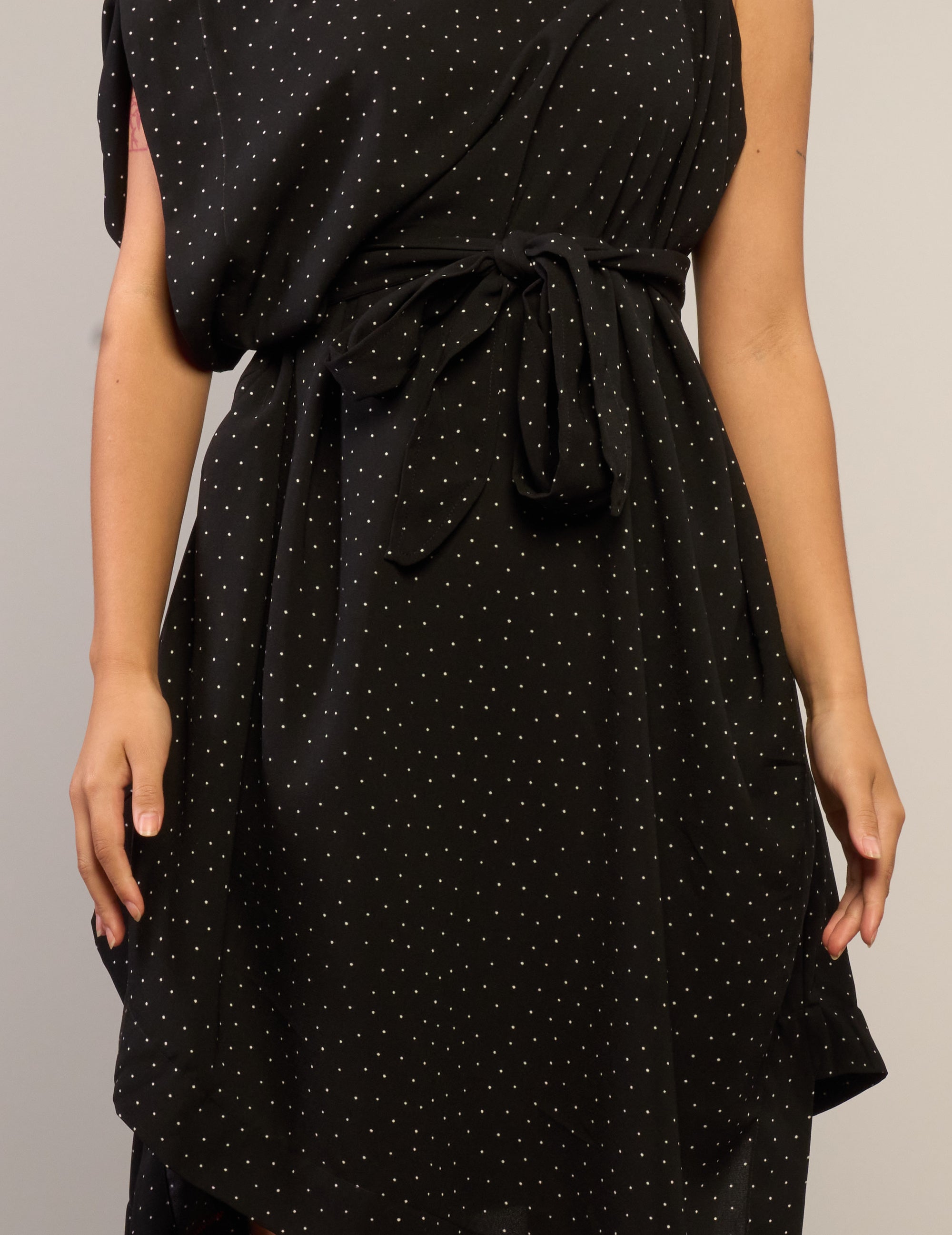 The Pirate Dress – Black Micro Polka Dot - rayon crepe