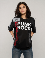 ST Patched 'PUNK ROCK' T-Shirt in Black