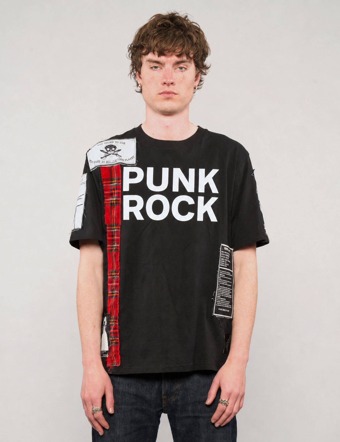 ST Patched 'Punk Rock' T-Shirt in Black