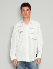 "Love Will Tear Us Apart" Light Striped Shirt