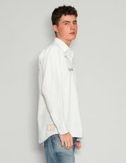 "Love Will Tear Us Apart" Light Striped Shirt
