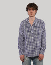 'Love Will' Gingham Shirt - Navy
