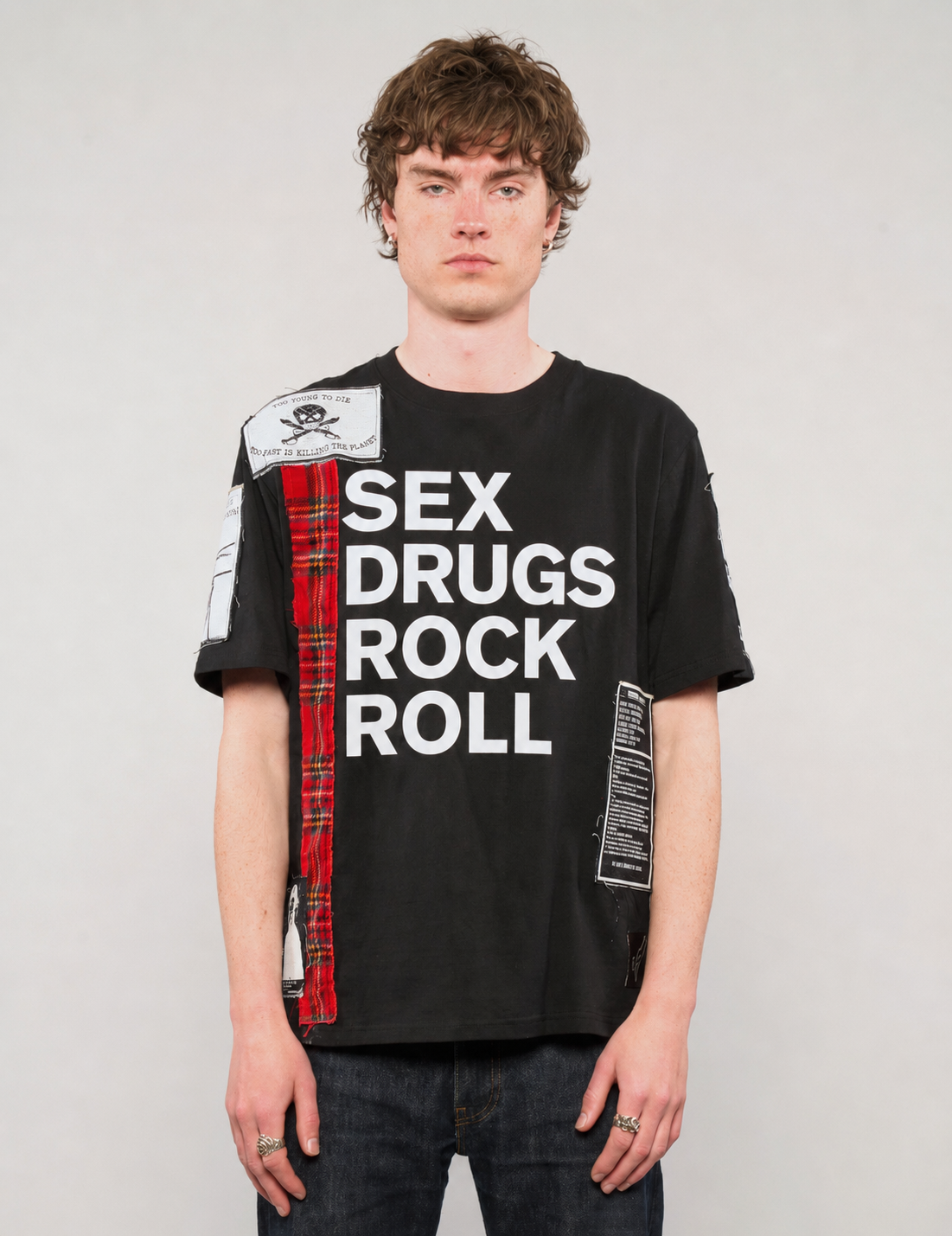 ST Patched 'S'x D'ugs and Rock n Roll' T-Shirt in Black